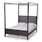 Baxton Studio Natasha Grey Upholstered and Oak Wood Queen Size Platform Canopy Bed 167-10720 - alternate 7